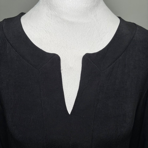 Chico's Black 3/4 Sleeve Notch Collar Tunic 2 Large Travelers - Picture 5 of 12